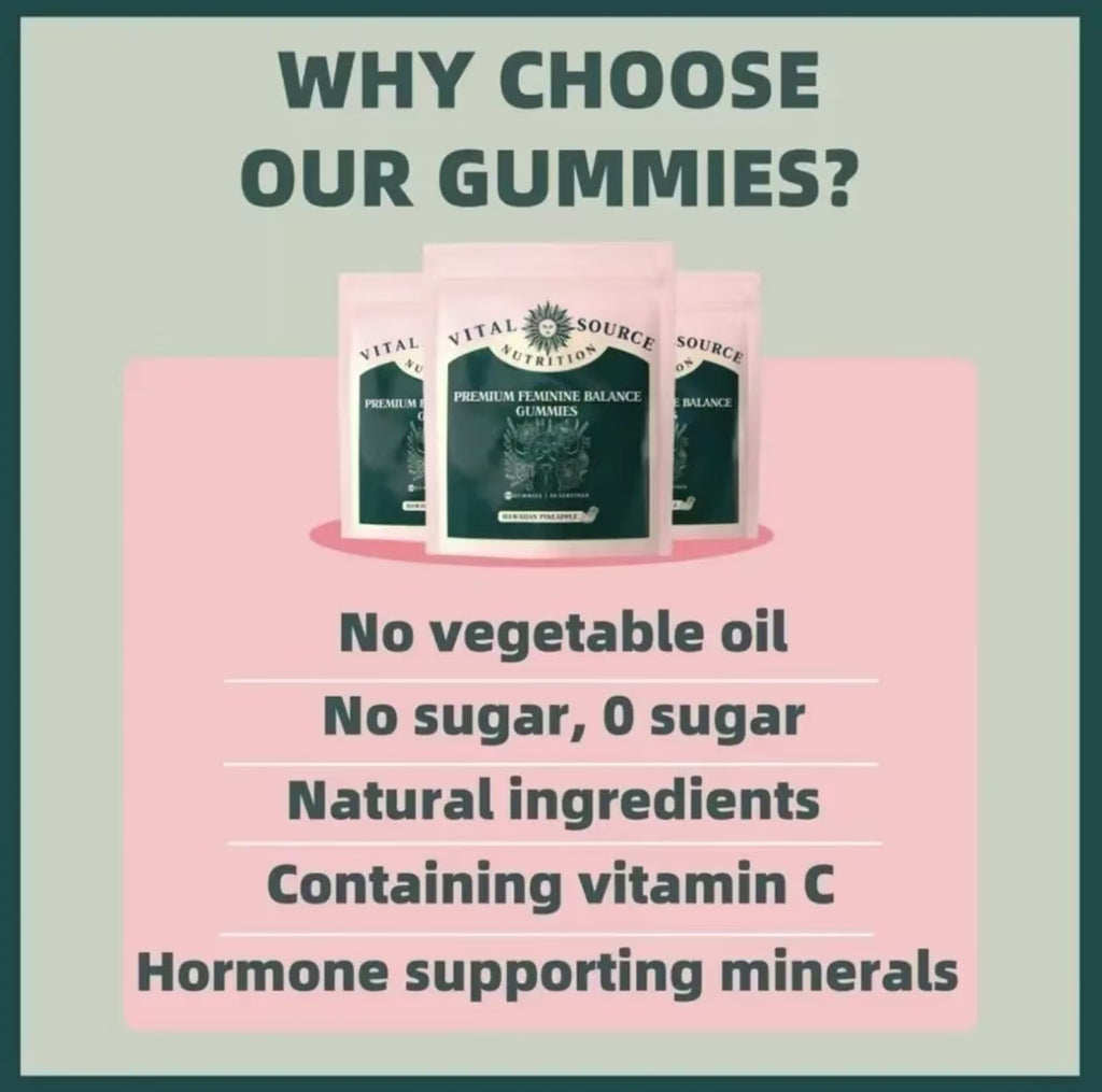 Vital Source Nutrition - Premium Feminine Balance Gummies - for Women’s Health & Wellness - Immune Support - Vegan, Gluten-Free & Halal - Hawaiian Pineapple - 60 Gummies - 30 Servings